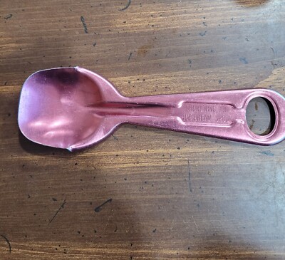 VINTAGE ALUMINUM 8'' SHORT'NING AND ICE CREAM SPOON CRANBERRY  COLORED