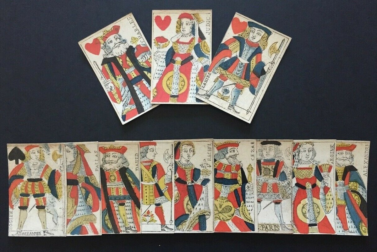 c.1750 Old Parisian Playing Cards 12 Courts Only G. de Paris