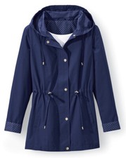 Nwot Northstyle Dot-trimmed Rain Jacket Size Small Nl193 Navy Hooded