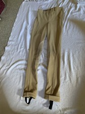 TUFFRIDER JODHPURS SIZE 14 Youth Tan Ribb Fabric Cuff Jods Knee Patches Nice