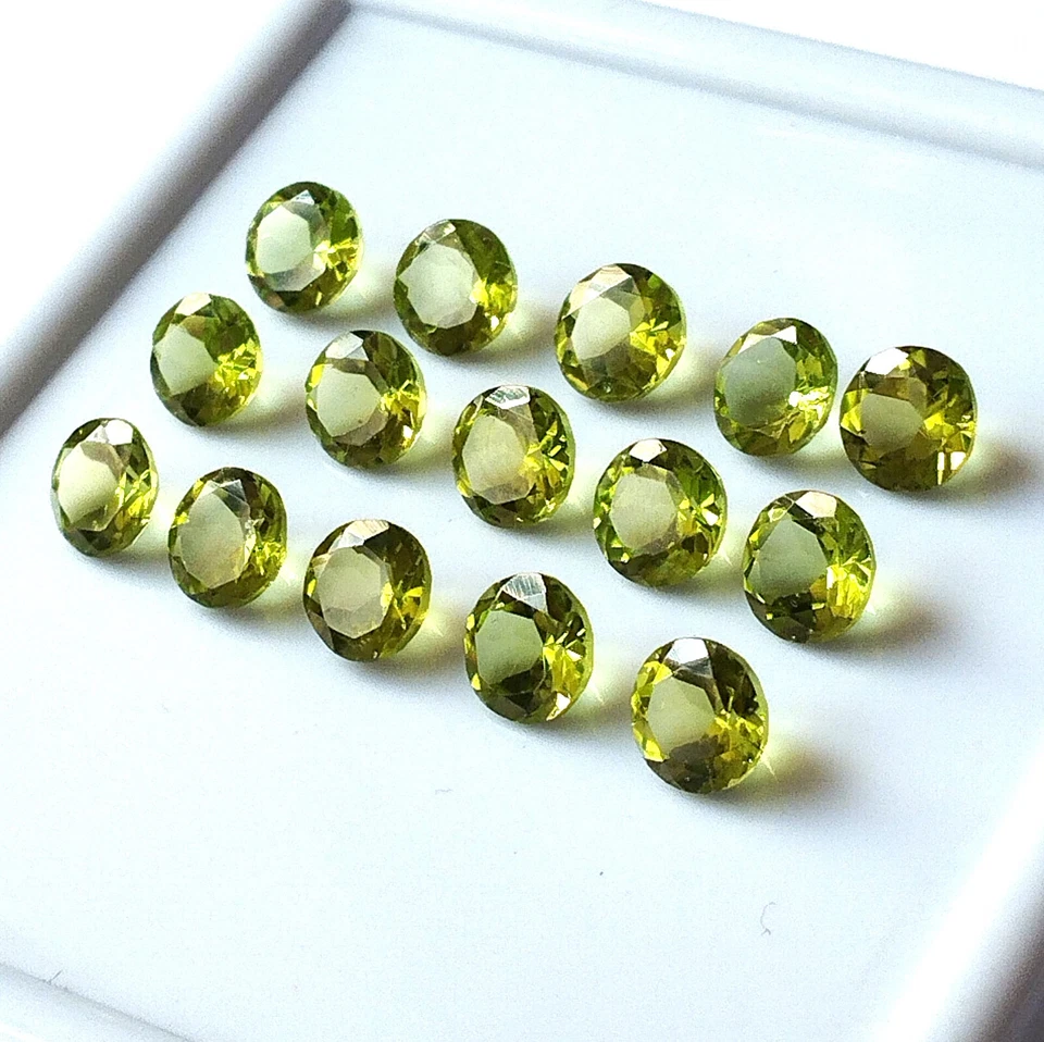 Natural Peridot 6X6 mm Round Shape Faceted Untreated Wholesale Loose Gemstone - Image 2 of 4