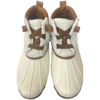 Skechers Women 11 Pond Duck Boots Sherpa Snuggle Natural