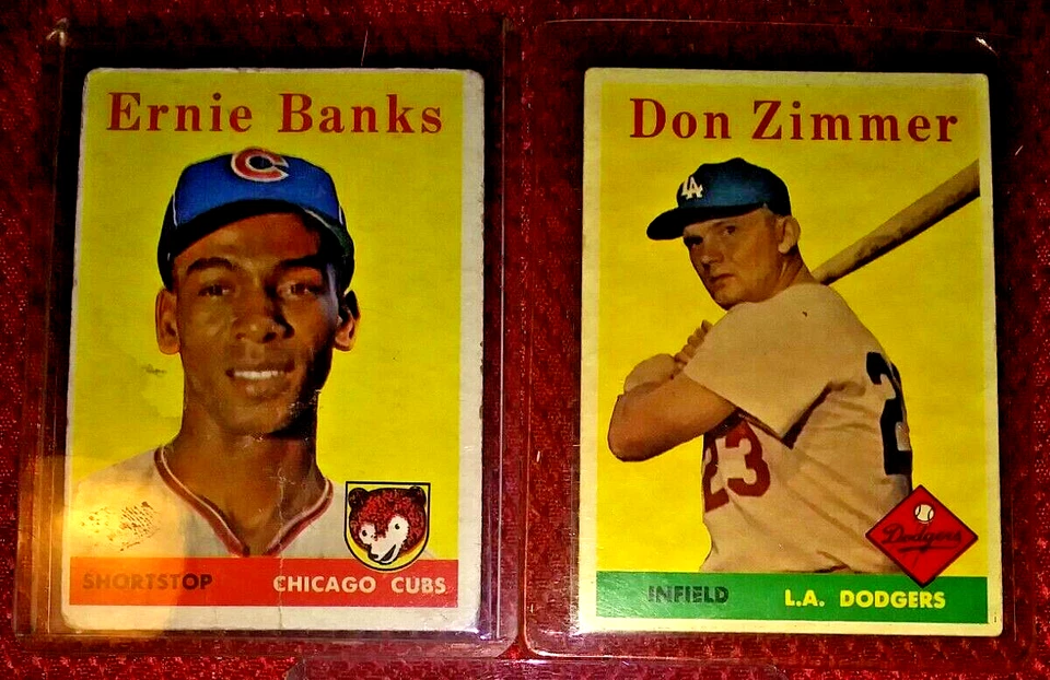 DE COLECCIÓN 1958 TOPPS MLB: ERNIE BANKS HOF JIM LANDIS DON ZIMMER VAR. SP LOTE DE 3 Foto 2 de 4