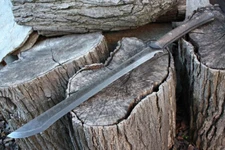 Custom Handmade Carbon Steel Hunting Machete Short Sword with Leather Sheath