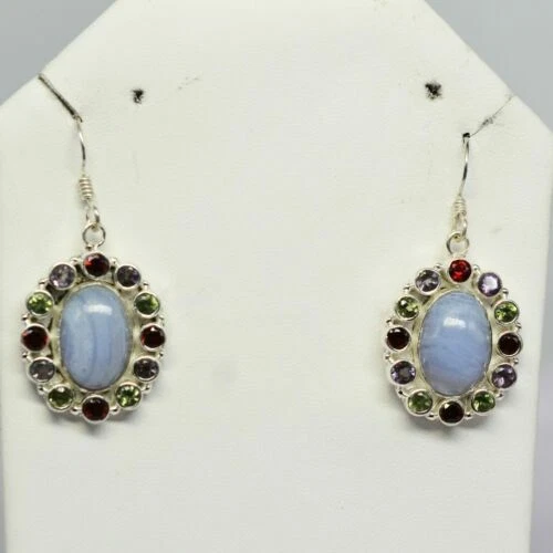 Orecchini di lusso con gemme ovale in argento sterling