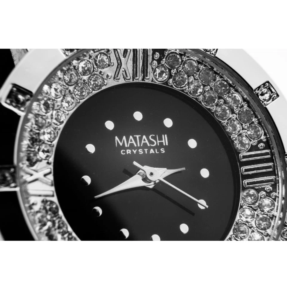 Matashi 18K White Gold Plated Women's Luxury Watch w/ Crystals & Adjustable Band - Image 4 of 4