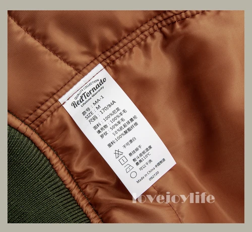 Red Tornado Winter Heavyweight MA1 Wool Jacket Men Pilotenjacke MA-1 Coat Short - Bild 14 von 29