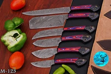 CUSTOM HAND MADE FORGED DAMASCUS STEEL CHEF KNIFE KITCHEN KNIVES CHEF SET - 123
