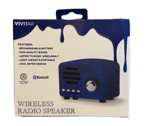 Bluetooth Wireless Radio Speaker Retro Blue Vivitar