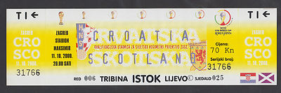  FIFA WORLD CUP Qualifying Match  CROATIA - SCOTLAND  2000  ticket stub 