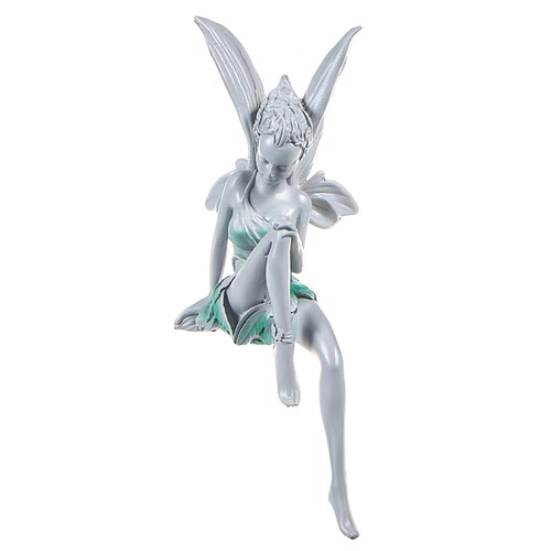 Flower Fairy Sculpture Garden Landscaping Resin Sitting Statue Craft WHI/BLK NEW
