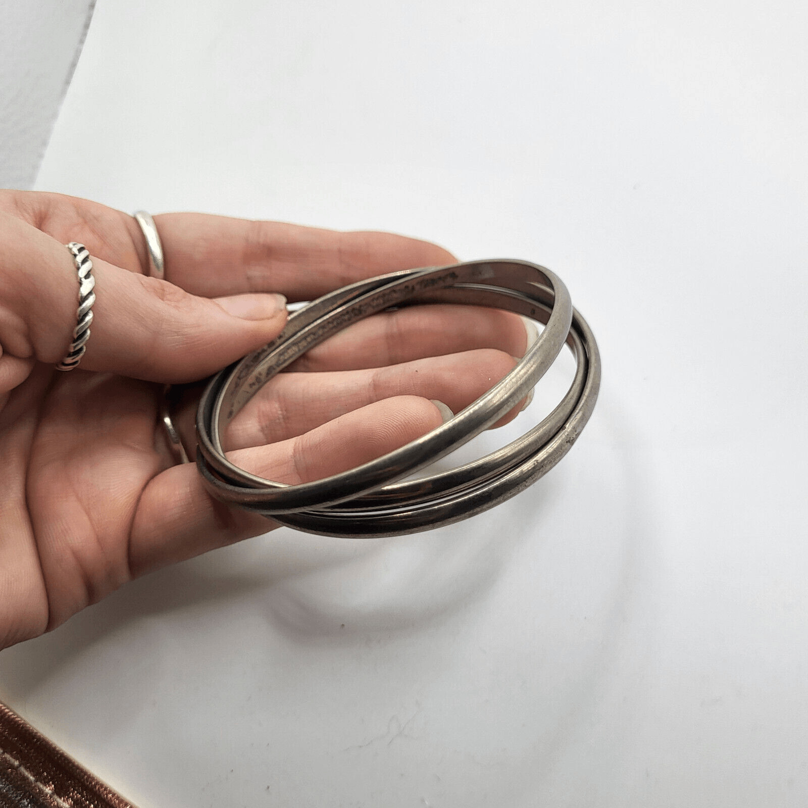 3 Interlocking Bangle Bracelets Stainless Steel 2… - image 4