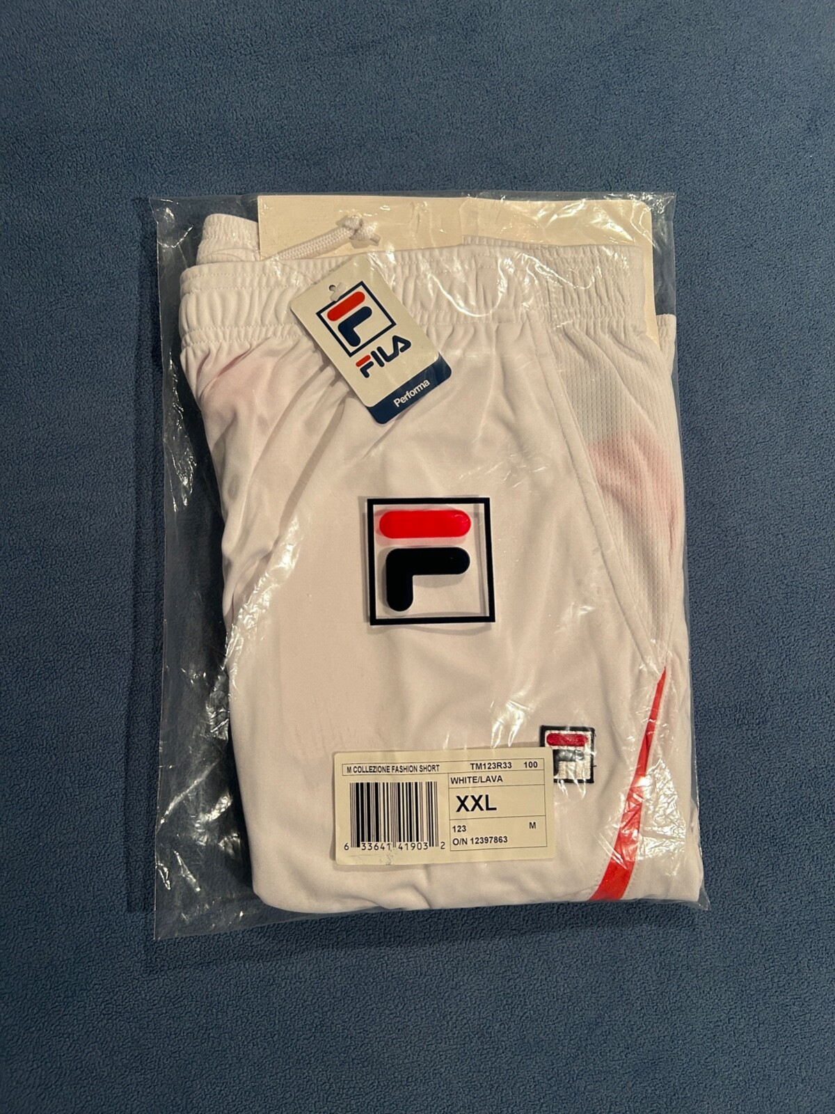 Pantaloncini da tennis Fila bianchi non aperti con etichette taglia XXL