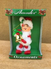 2012 Anna Lee Mobilitee Doll Santa Claus Elf with Bell 4" New in Box Ornament