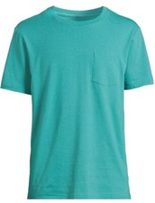George Men's LARGE Crew Neck Short Sleeve Pocket Tee Microstripe AQUA 10725
