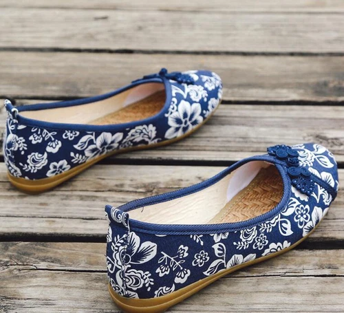 Women Chinese Folk Embroidered Flat Shoes Floral Mary Jane Sandals Shoes Comfort - Picture 14 of 20