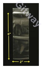 2" x 6" Reclosable Resealable Zip Top Lock Clear Plastic Bags 2 ML 2x6 Bag