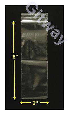 2'' x 6'' Reclosable Resealable Zip Top Lock Clear Plastic Bags 2 ML 2x6 Bag