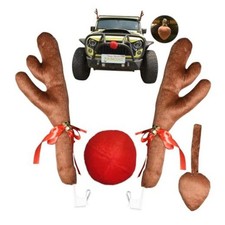 Reindeer Antlers for Cars with Red Nose, Jingle Bells  Tail - Christmas Car