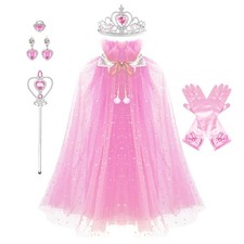 Princess Cape Set 8 Pieces Girls Princess Cloak, Kids Fairy Tulle Princess Dr...