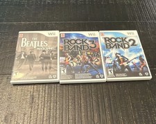 Nintendo Wii Rockband Lot Of 3 - Rockband 2, 3+ The Beatles Rockband Tested CIB