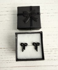 Black Bow Stud Earrings