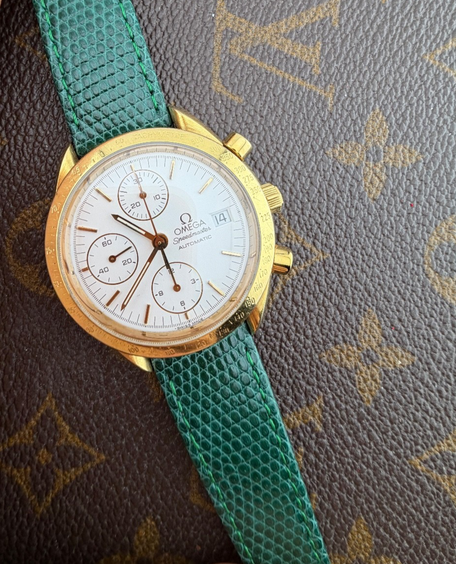 Omega Speedmaster Automatic Calibre 1155 Yellow Gold Case Swiss Made