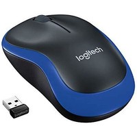 Logitech M185 Maus Scroll Rad Kabellos Schwarz Blau USB
