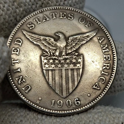 Philippines 1906-S One Peso US Admin. 90% Large Silver Coin NO CHOPS Altered - Image 1 of 4