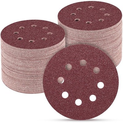 150PCS 5 IN 8-Hole Aluminum Oxide Sanding Discs P40 Grit Hook and Loop Sandpaper
