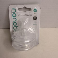 Nanobebe Gen 2 Silicone Bottle Nipples Fast Flow 6m BPA Free 2 Pack