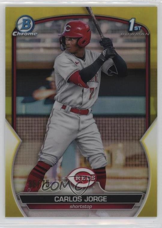2023 Bowman Chrome Prospects Yellow Refractor 35/75 Carlos Jorge #BCP-120 0m7x