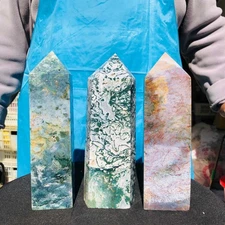 6.1LB Natural Moss Agate Crystal Column Mineral Specimen reiki healing