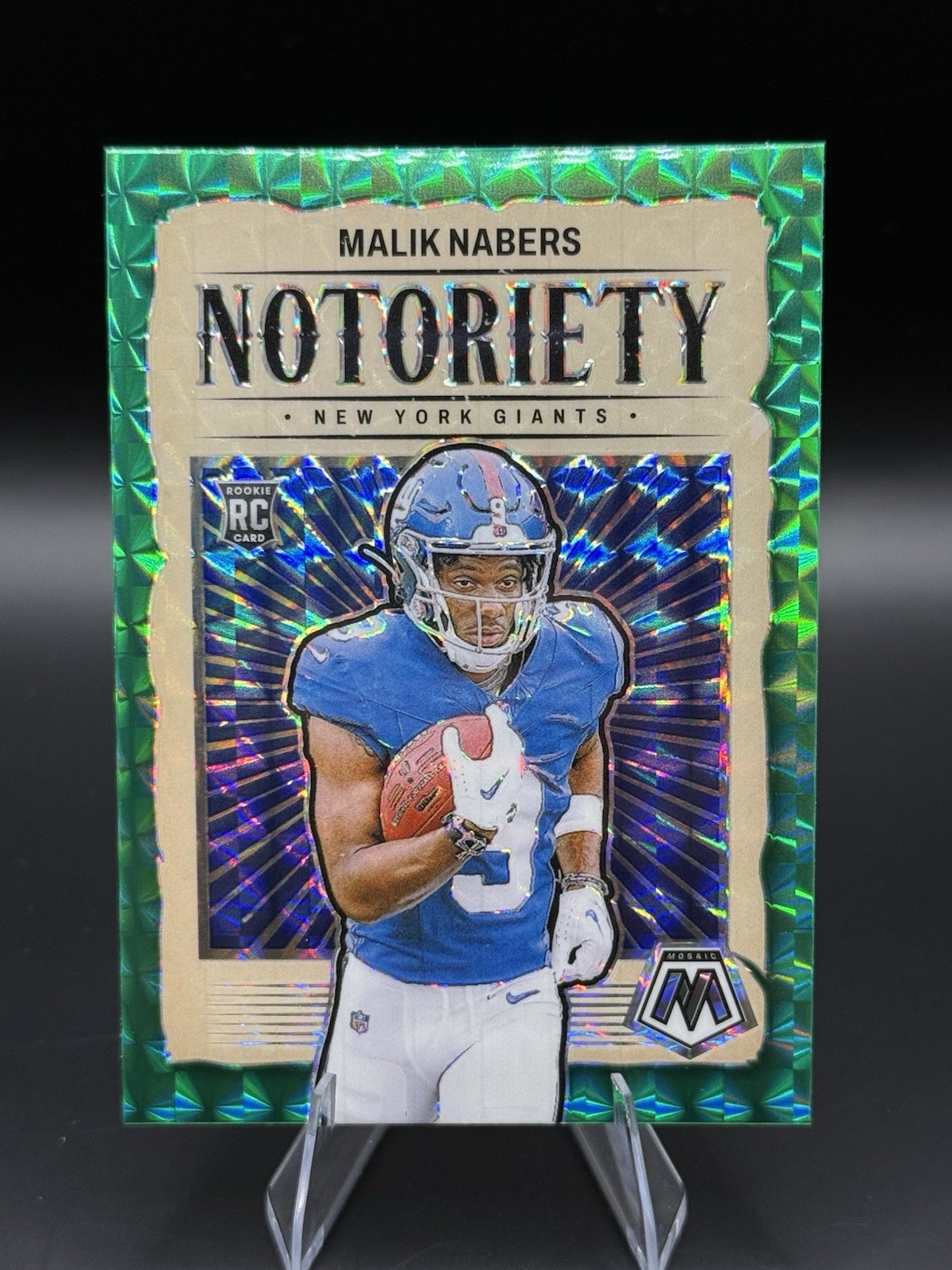 2024 Panini Mosaic - Notoriety Malik Nabers #23 Green Mosaic Prizm (RC)
