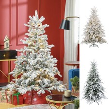 Artificial Prelit Christmas Tree, Snow Xmas Tree with LED Lights