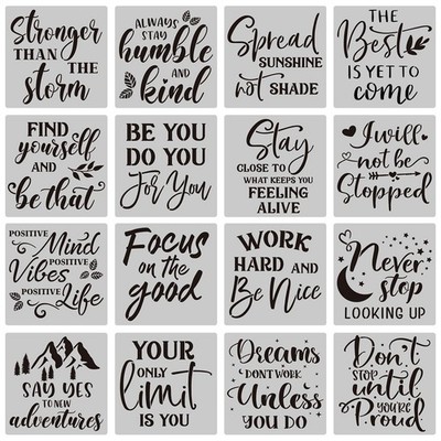 16 Pieces Inspirational Word Stencil Kit Motivational Stencils Phrase Word Re...