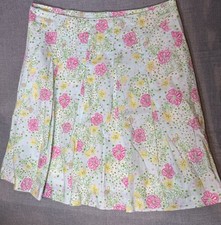 Vintage LILLY PULITZER White Label Pleated Meadow Skirt Sz 14 Pink Green Floral