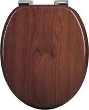 WOLTU Bathroom WC Seat Wooden Oval Toilet Seat Soft Close with Strong Hinge