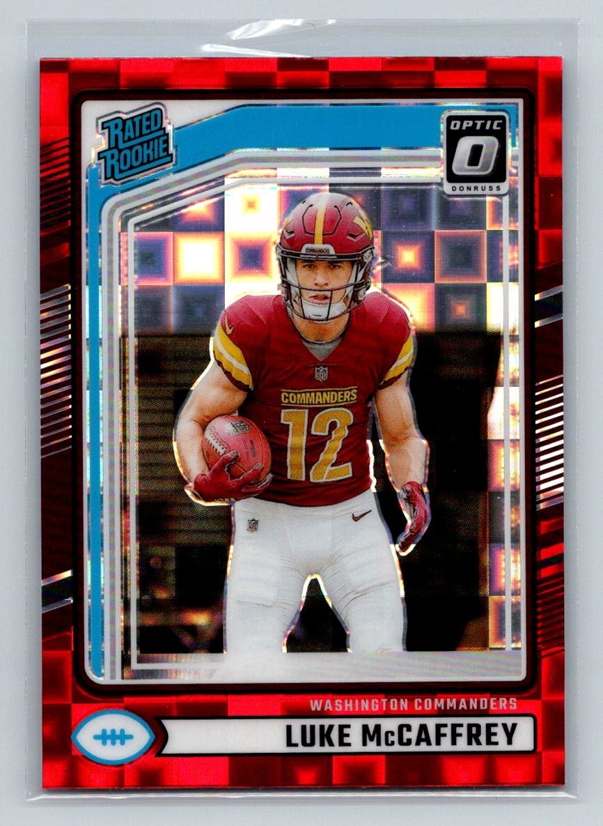 2024 Donruss Rated Optic Preview Red Pandora Prizm Luke McCaffrey #302 Rookie RC