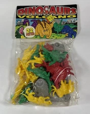 Vintage 90s Tim Mee Toy 22 Piece Dinosaur Volcano Toy Sealed Dinosaurs