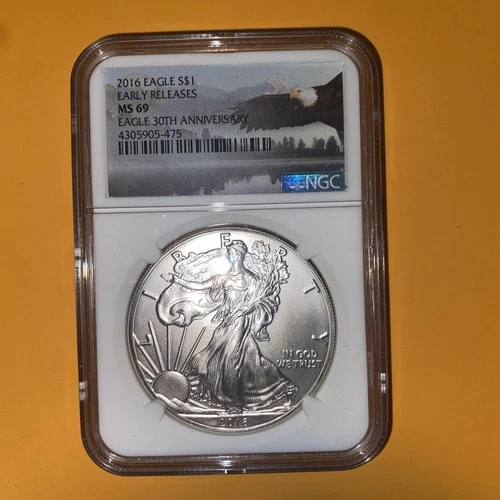NGC MS69 - 2016 Silver American Eagle- Dollar $1 Coin - 30th Anniv Early Release