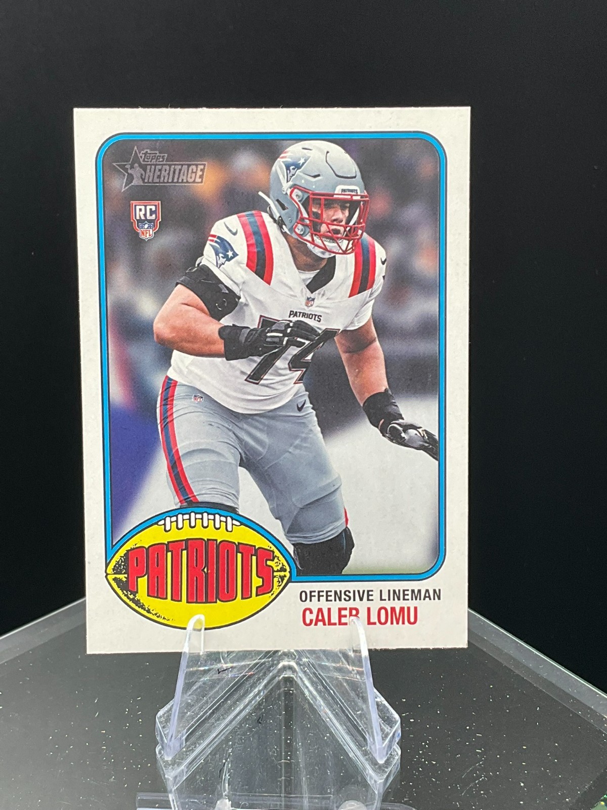 2026 Topps Heritage Football Base #141 Caleb Lomu - New England Patriots RC
