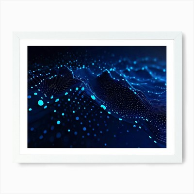 Abstrakter Kunstdruck blaue Welle gerahmt Wandbild Poster Leinwanddruck Bild
