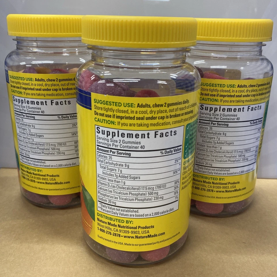 3X Nature Made Calcium Gummies with D3 , 500mg- 80 gummies each/Exp.Read - Image 2 of 4