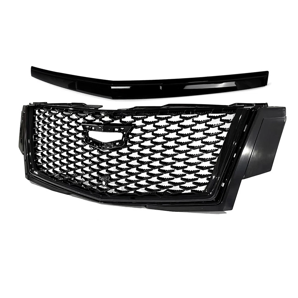 For Cadillac Escalade 2015-20 Gloss Black V Style Front Grille Hood Molding Trim - Imagem 4 de 4