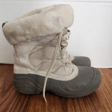 Columbia Techlite Women's White Winter Boots Sz 9.5 Faux Fur & Suede BL1371-160