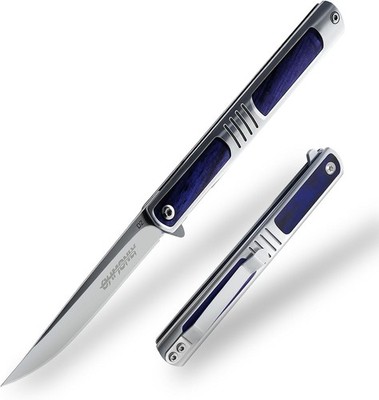 Folding Knife 3.5 Inch Pocket Knife For Men With Pocket Clip Bluewood Handle Fol