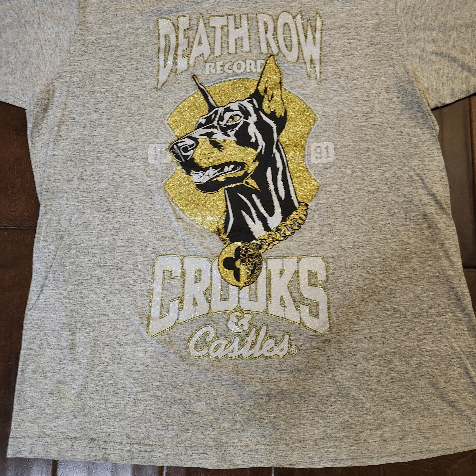 FILA T Shirt Death Row Records Doberman Logo Crooks And Castles Grigio Taglia M LEGGI