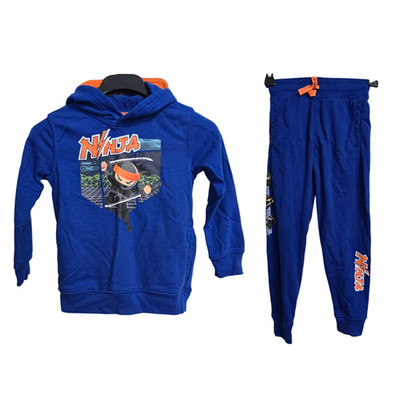 Set of 2: 365kids Boys Ninja Mask Hoodie & Sweatpants Outfit Blue Orange Size 6