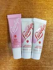 3 Pack: Lanolips Strawberry 101 Ointment & Strawberry Lip Scrub NO BOX E16B